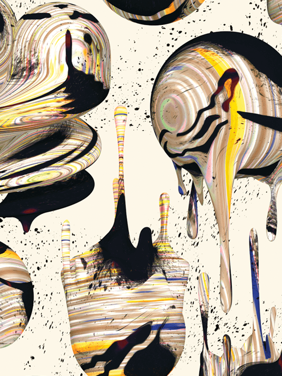 Cookies Cream flavour pattern in graphic chocolate & cream swirls with splattered cookie crumbs