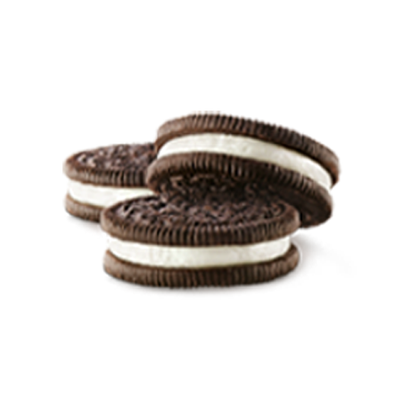 A stack of cream filled sandwich cookies