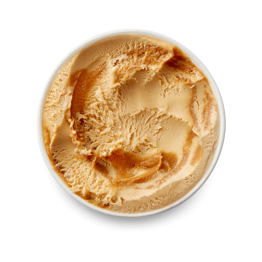Haagen Dazs Dulce De Leche ice cream pint with top view with lid off
